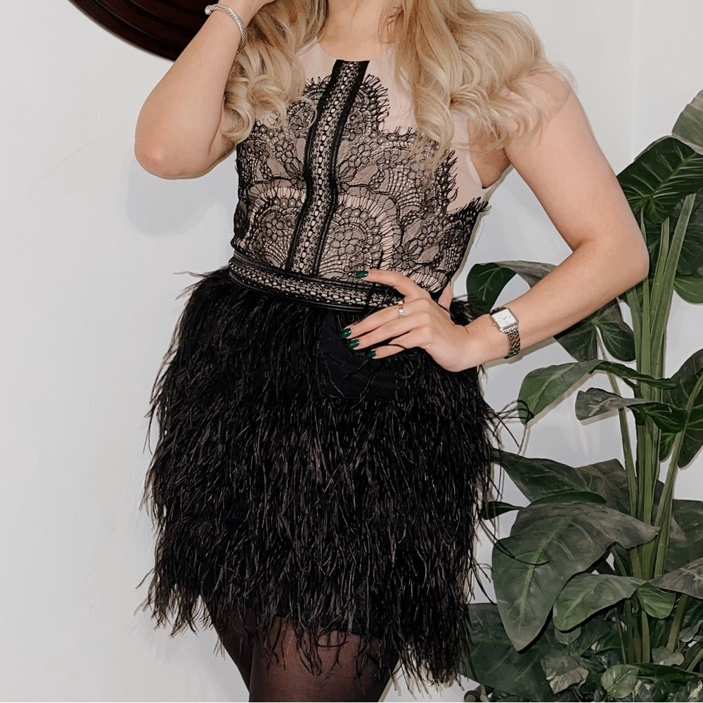 Gianni Bini Black Feather Dress